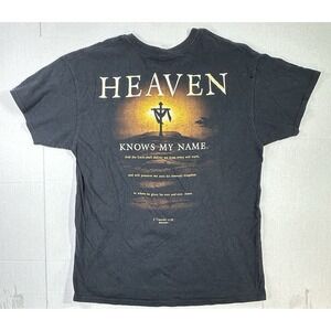 Jesus Because of Him Heaven Knows My Name Christian T Shirt Black Large